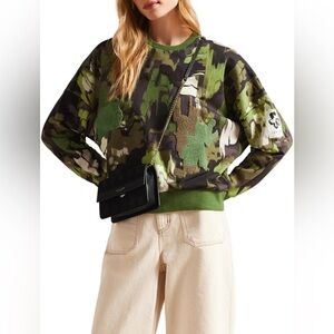 TED BAKER Hensely camouflage-print cotton sweater size 1/US 4